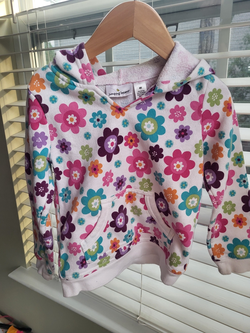 jumping beans White Floral Hoodie with Pink, Purple & Teal Flowers